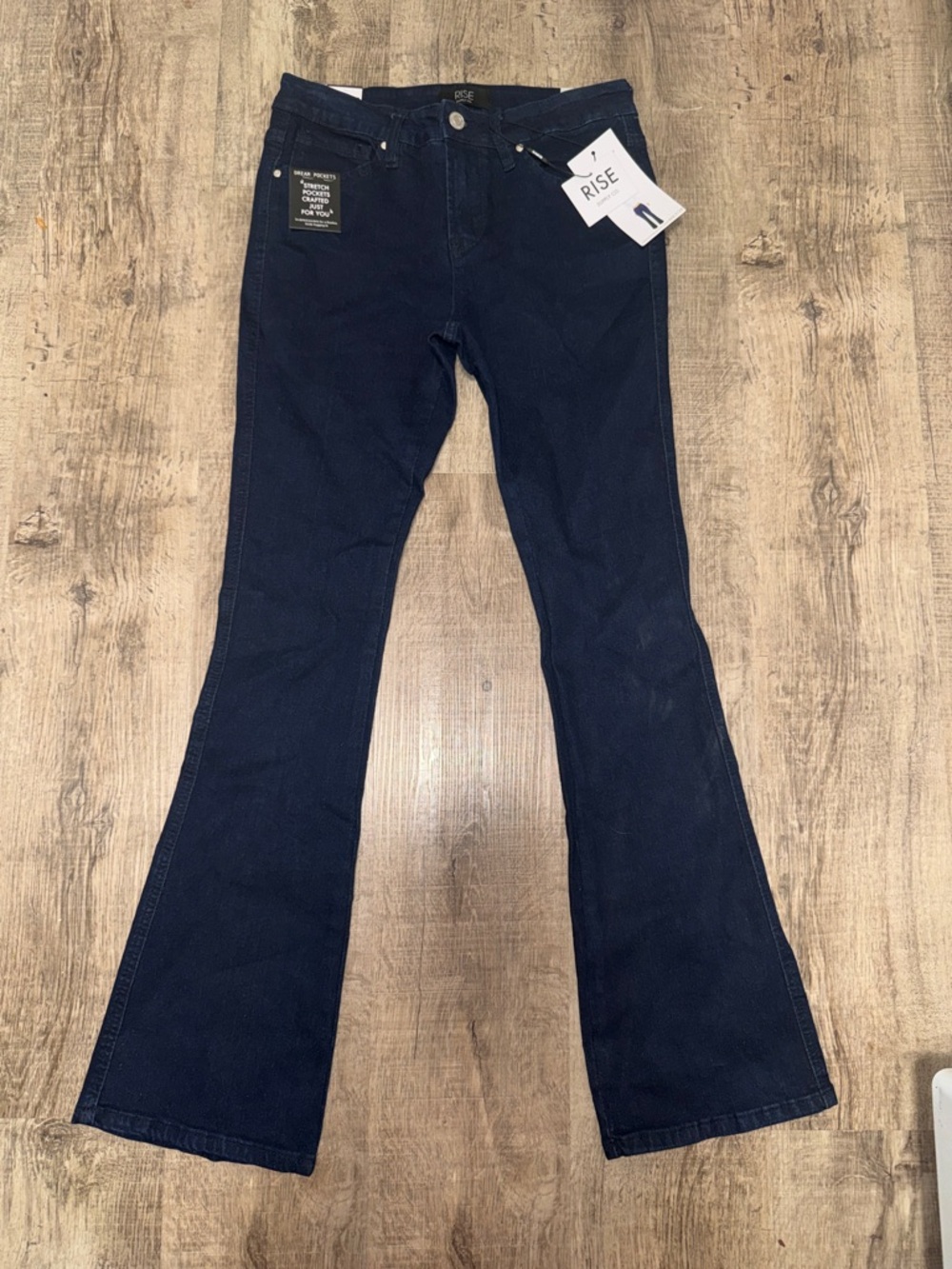 Juniors Navy Flare Jeans - Dark Indigo Wide Leg